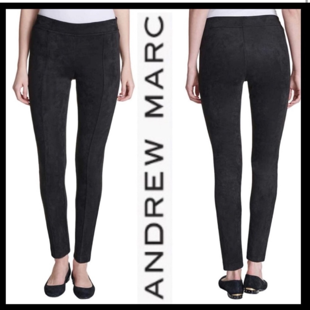 Andrew Marc Vegan Suede Pants Black Women's Size Large